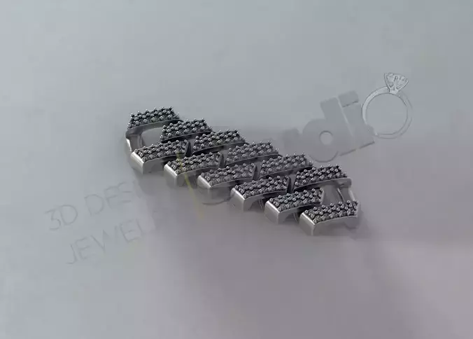 Luxury cuban chainlink 3d model with gems  3D print model