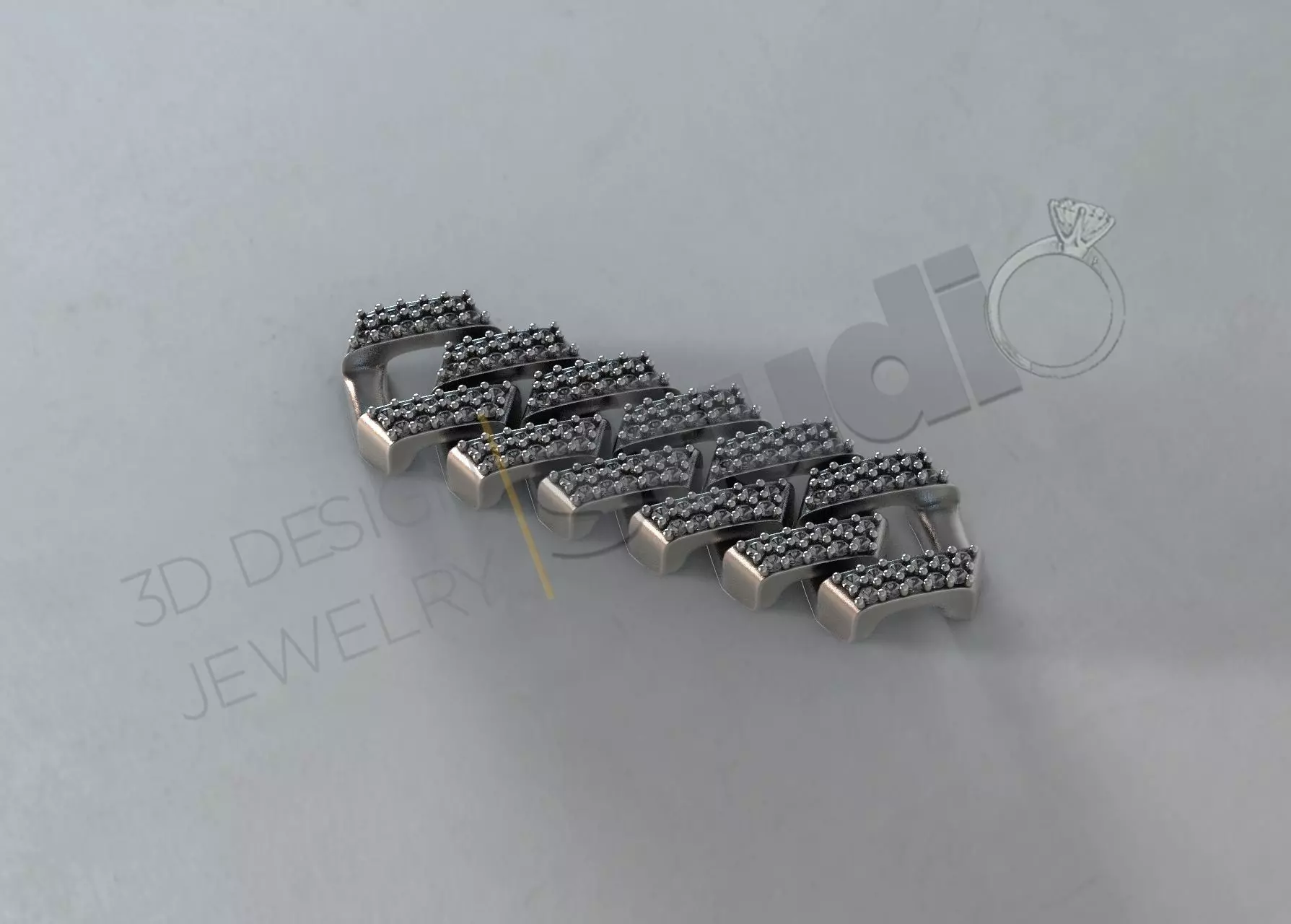 Luxury cuban chainlink 3d model with gems  3D print model_0