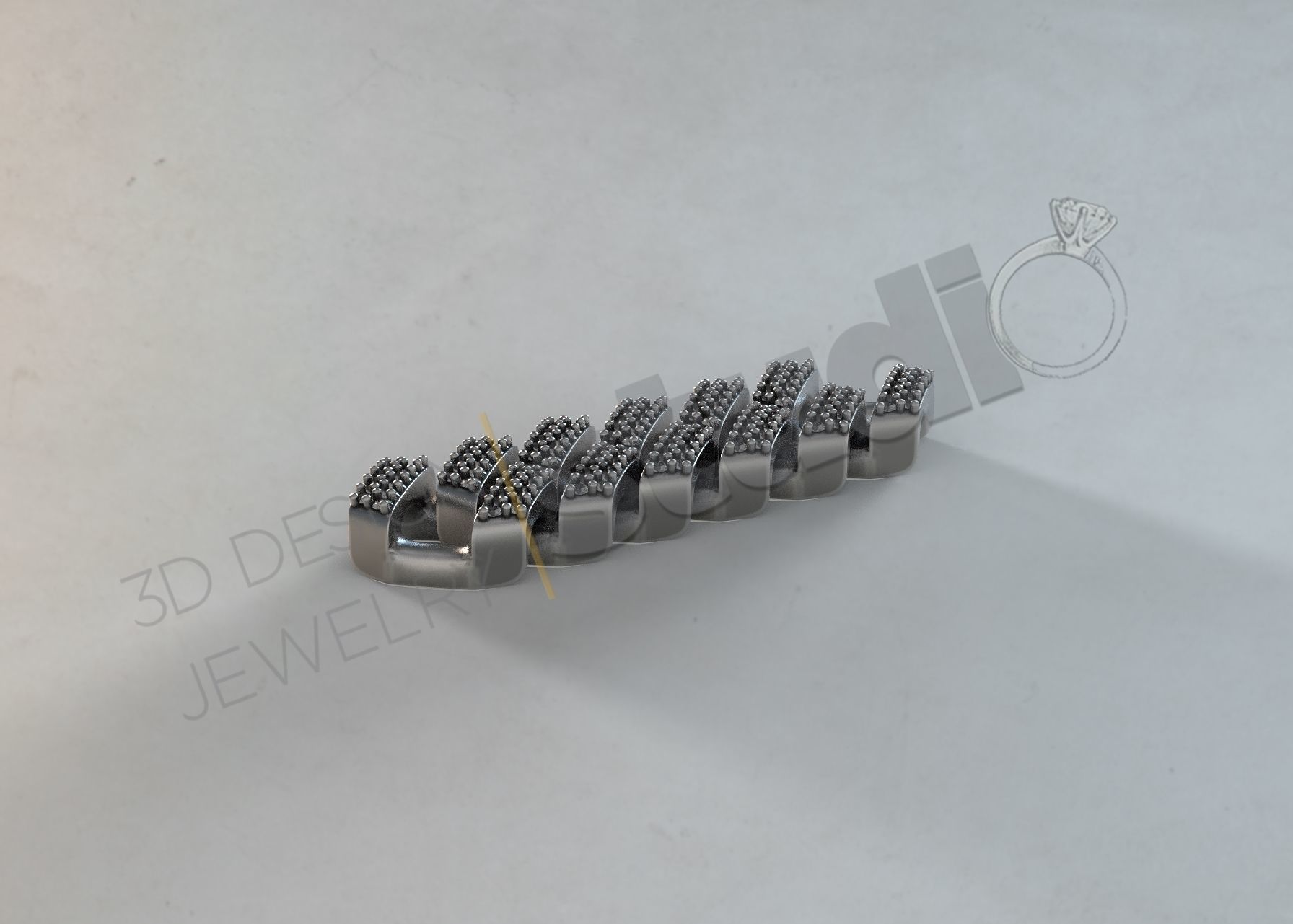 Luxury cuban chainlink 3d model with gems  3D print model_1