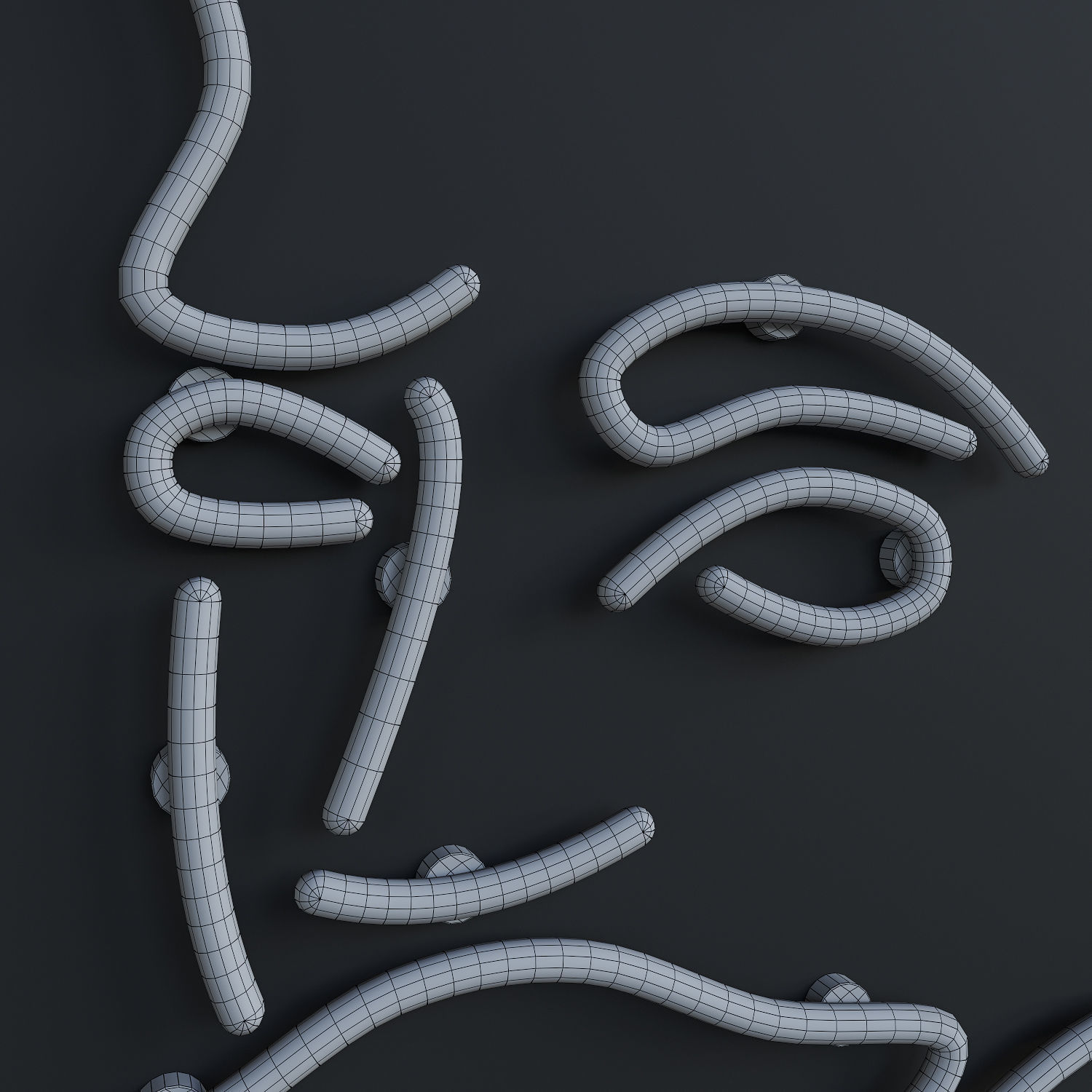 Neon Set 3 barber shop sign 3D model_2