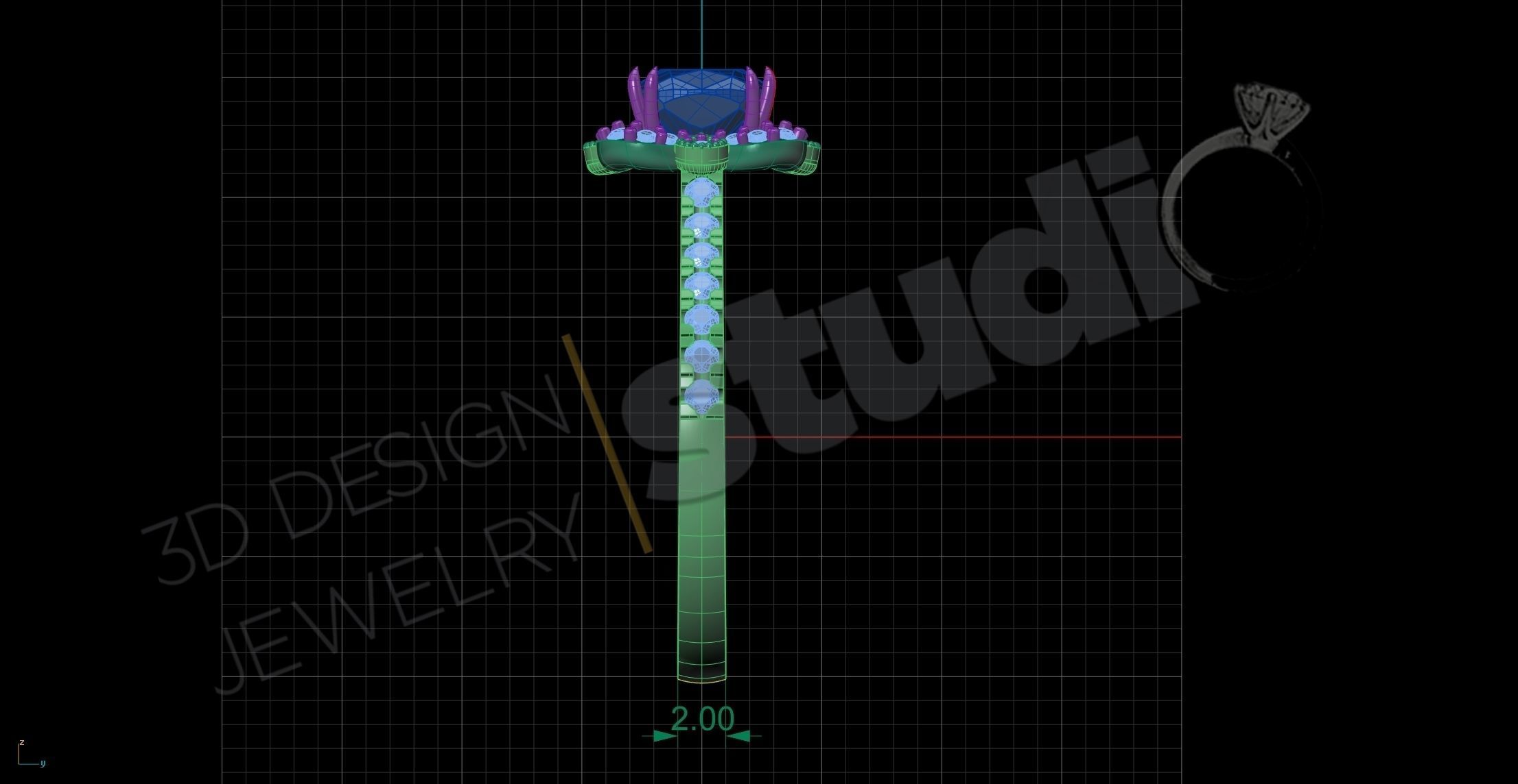 Luxury engagement solitaire unique flower ring 3d model 3D print model_5