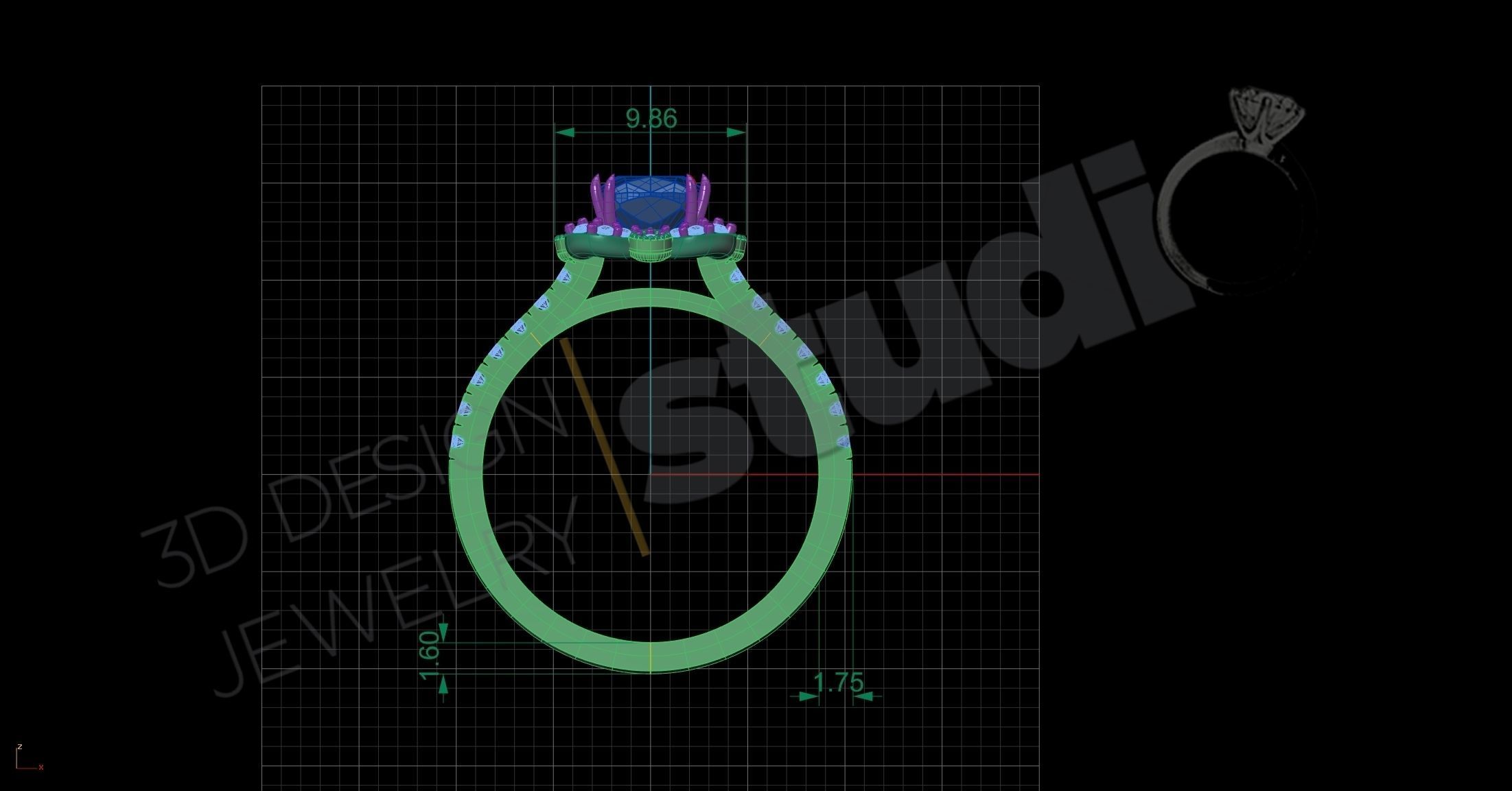 Luxury engagement solitaire unique flower ring 3d model 3D print model_4