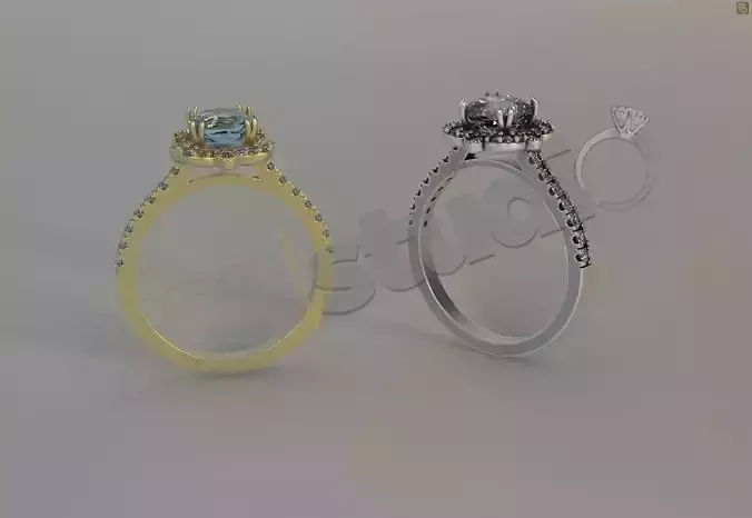 Luxury engagement solitaire unique flower ring 3d model