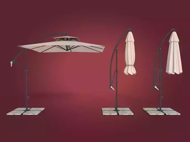 Deck Umbrella 4 Low-poly 3D model