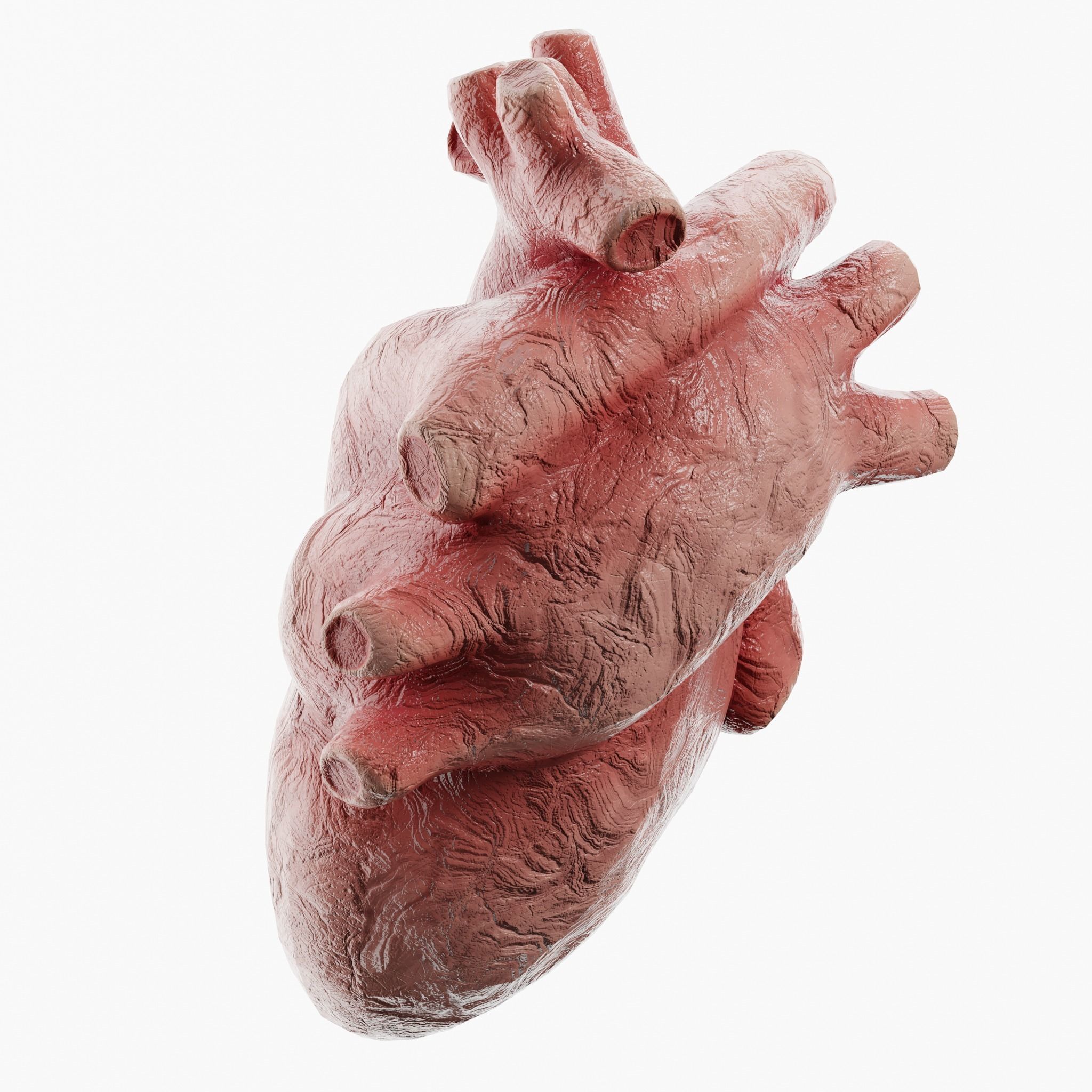 Clay Heart Low-poly 3D model_4