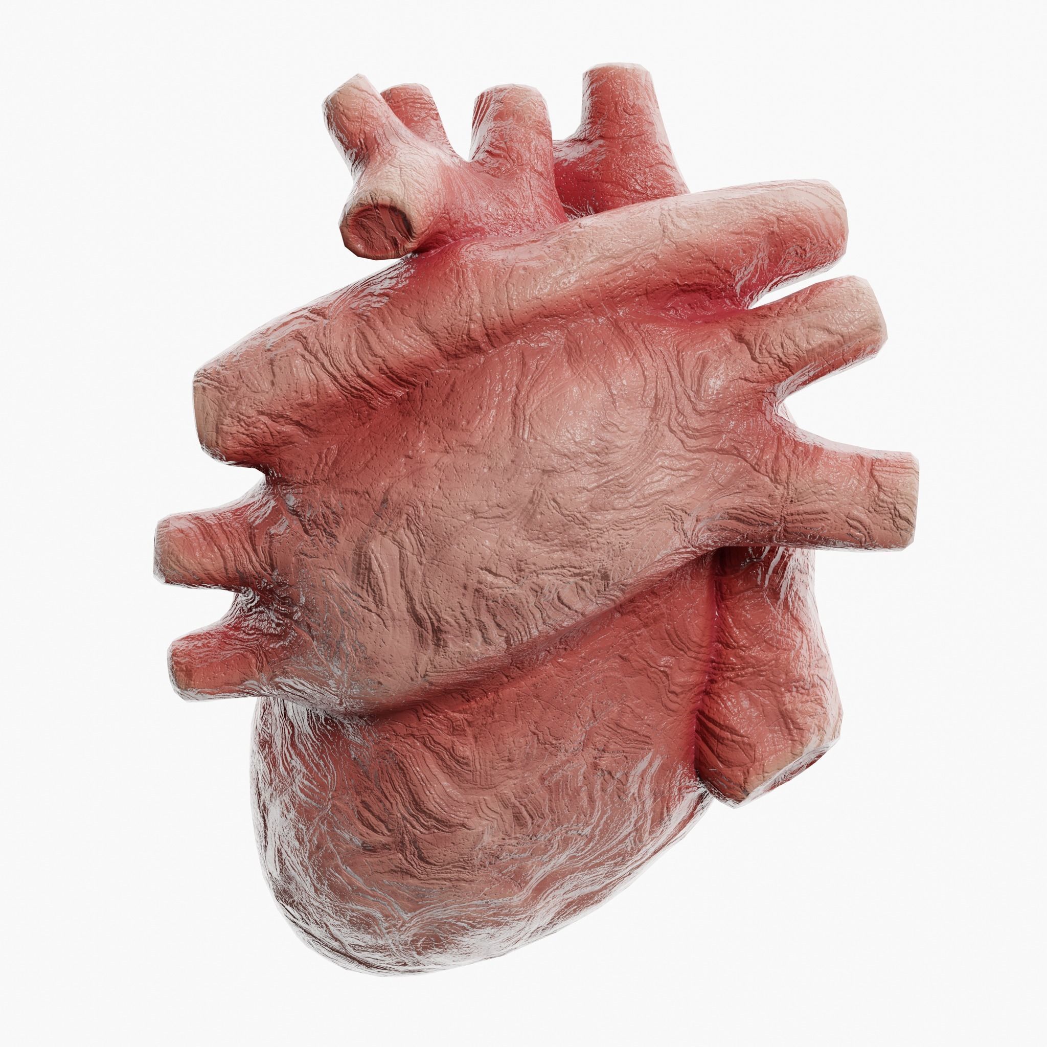 Clay Heart Low-poly 3D model_3