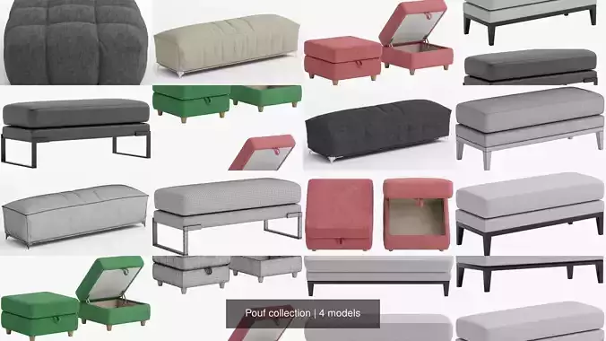 Pouf collection ottoman with fabric