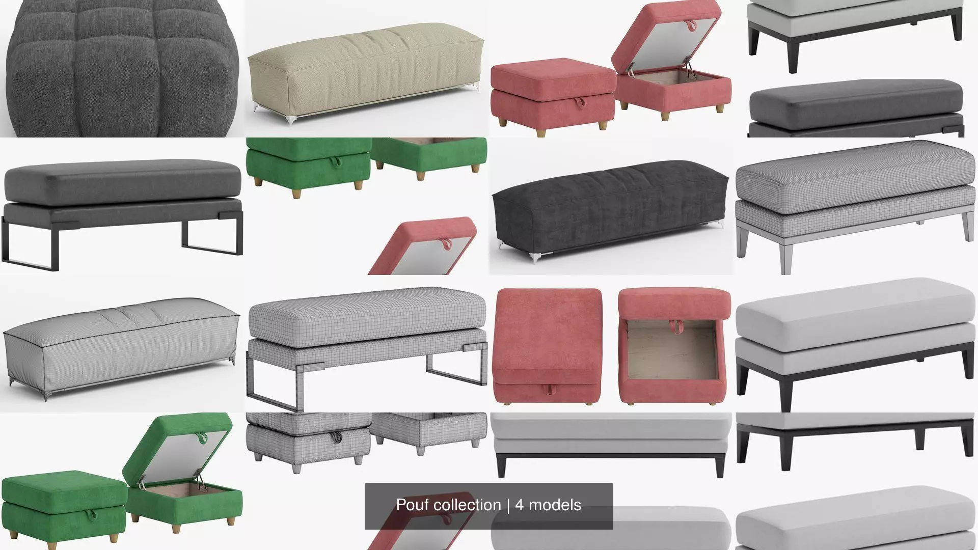 Pouf collection ottoman with fabric _0