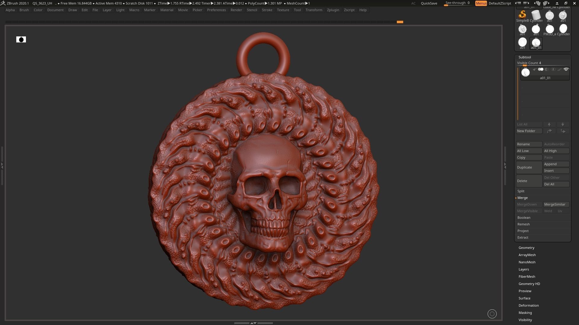 Skull Pendant 3d print model 3D print model_2
