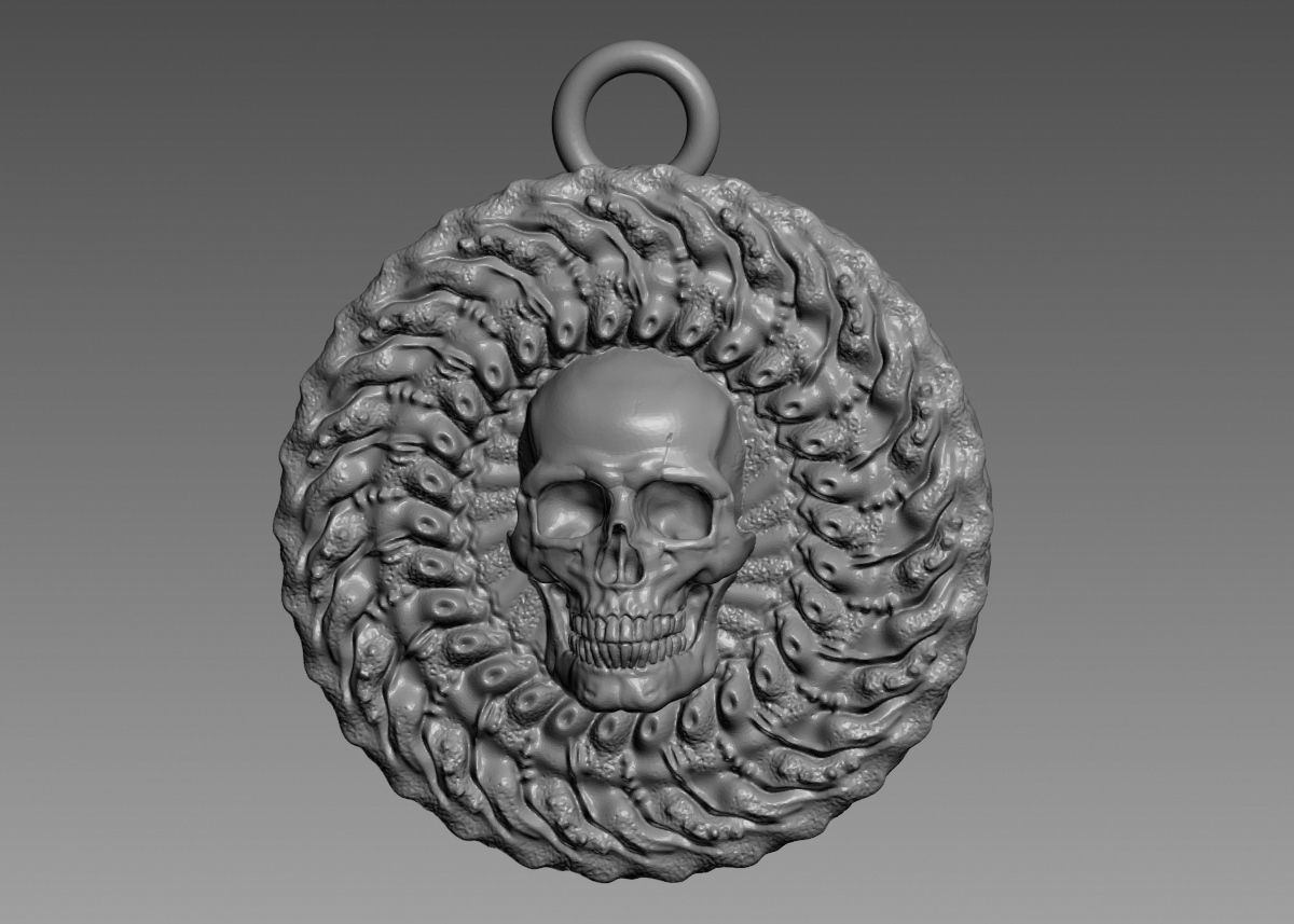 Skull Pendant 3d print model 3D print model_45