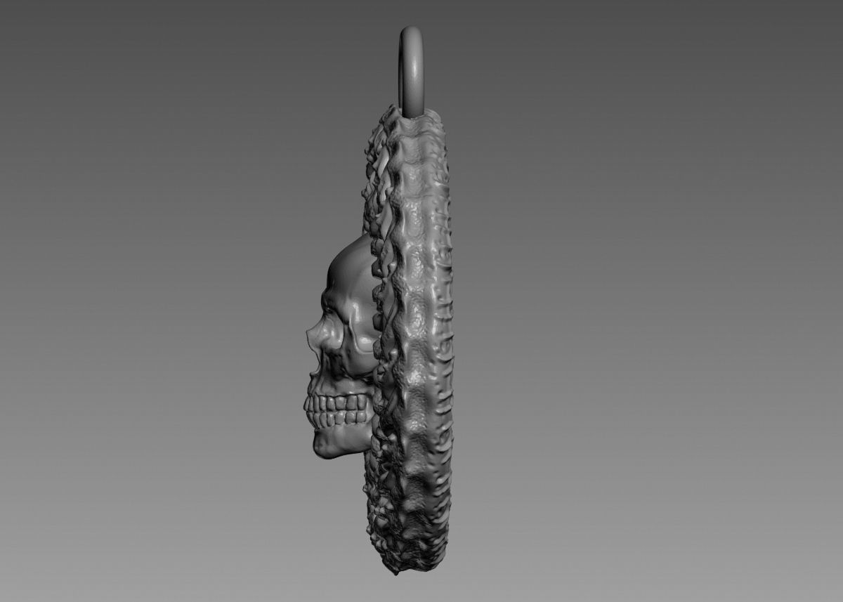 Skull Pendant 3d print model 3D print model_36