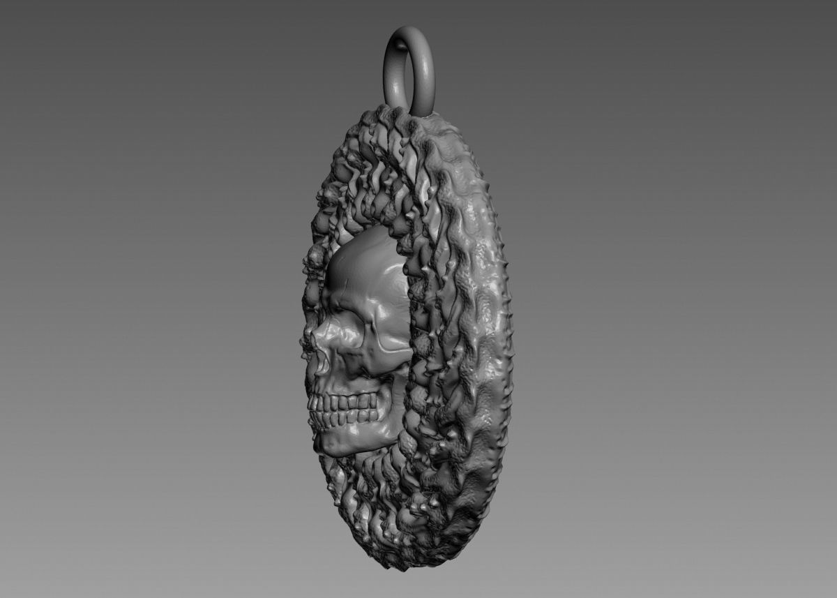 Skull Pendant 3d print model 3D print model_38