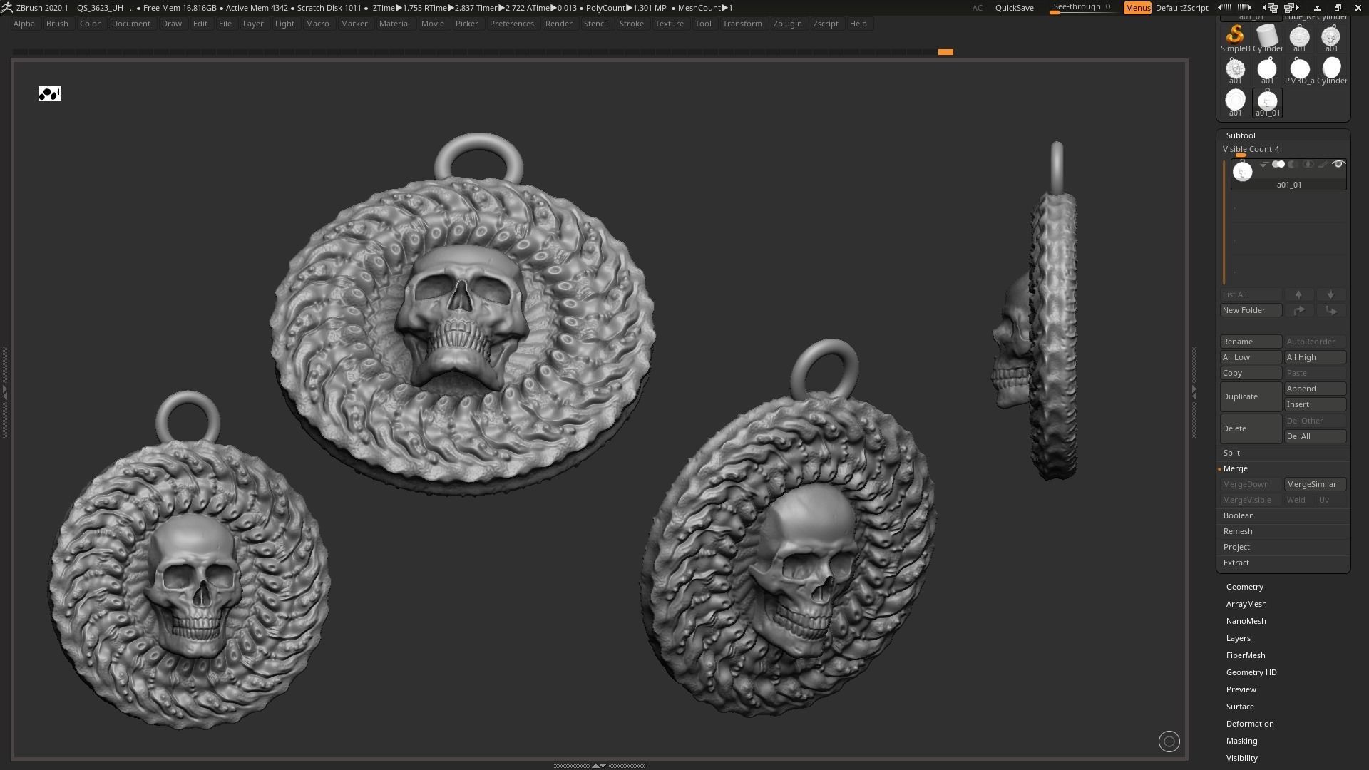 Skull Pendant 3d print model 3D print model_7