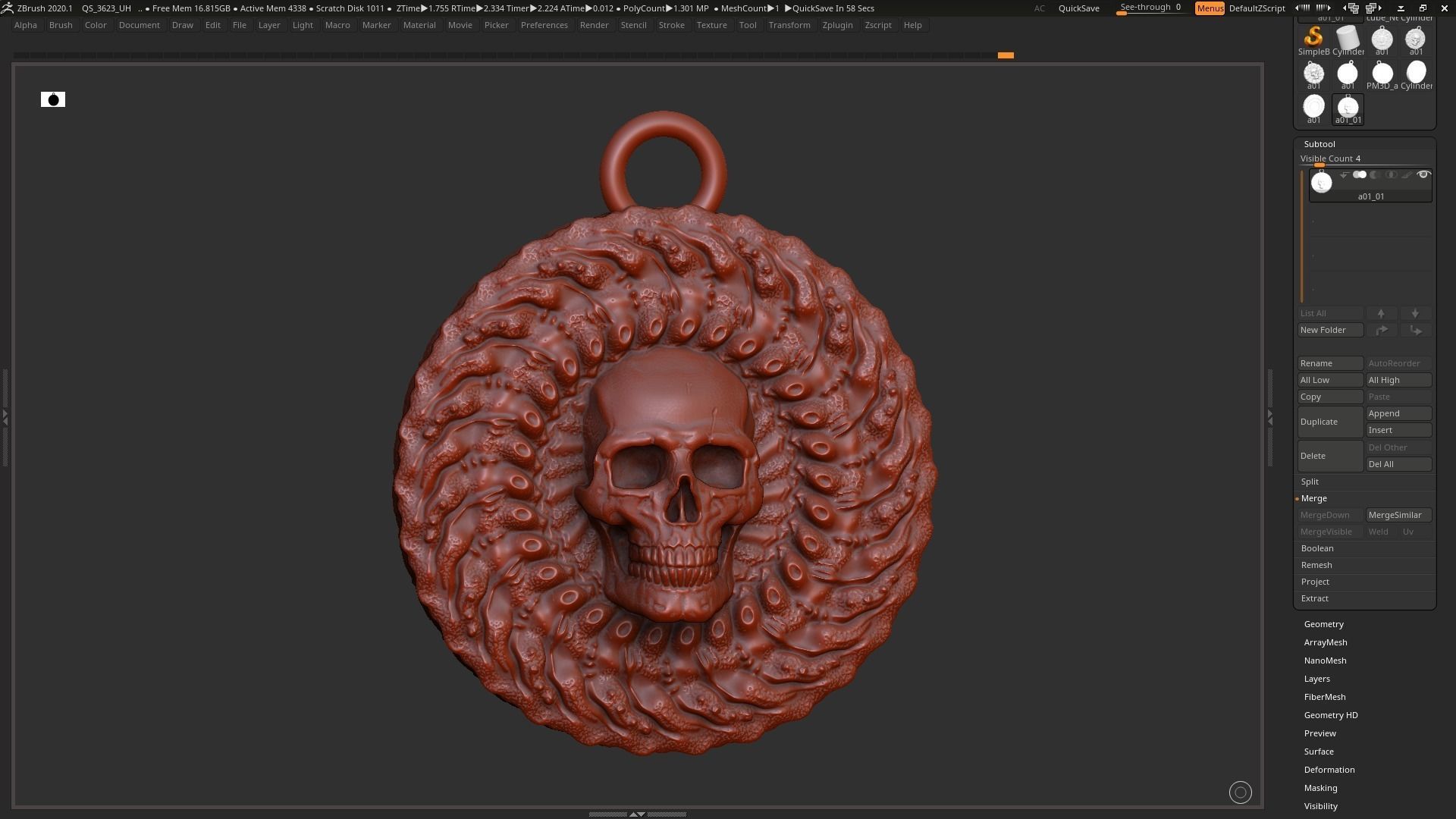 Skull Pendant 3d print model 3D print model_4