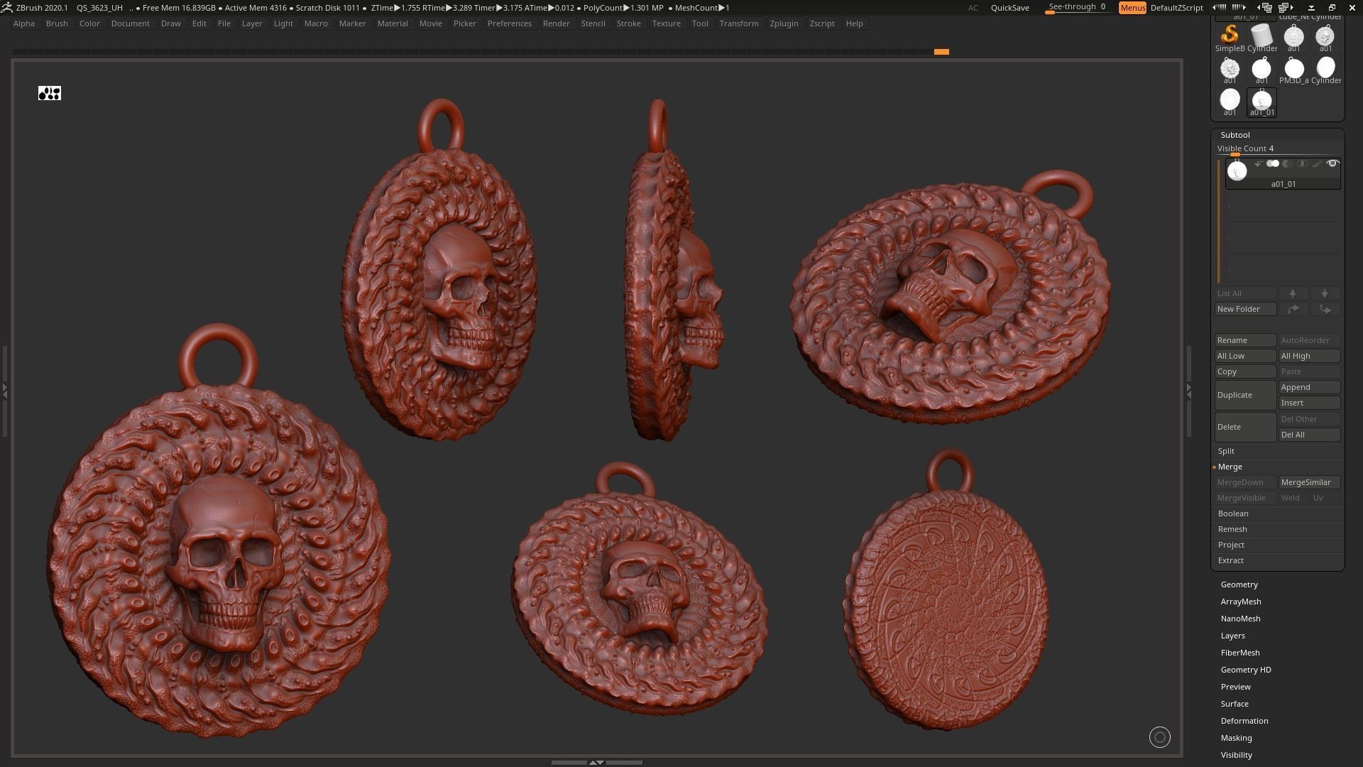 Skull Pendant 3d print model 3D print model_3