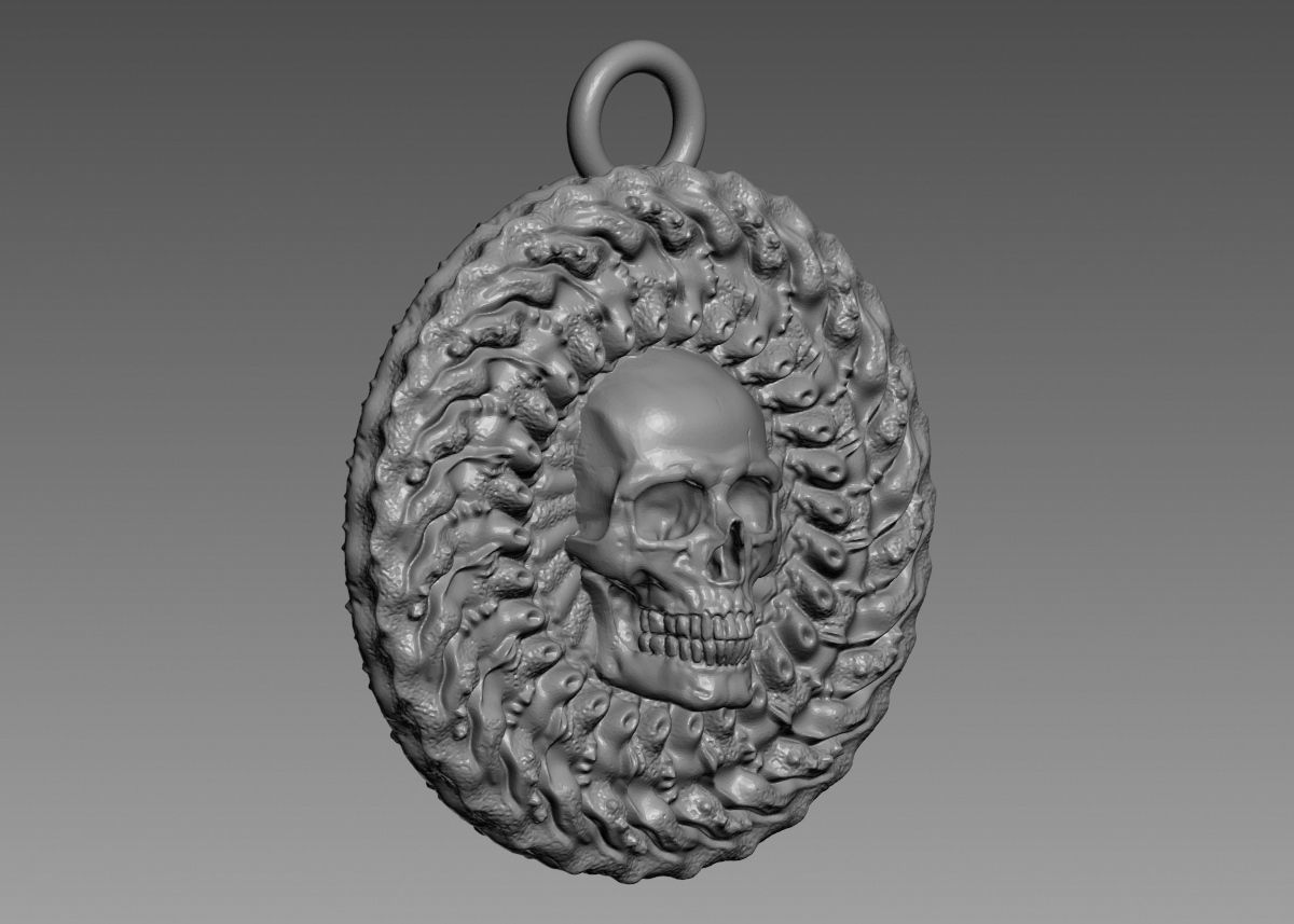 Skull Pendant 3d print model 3D print model_10