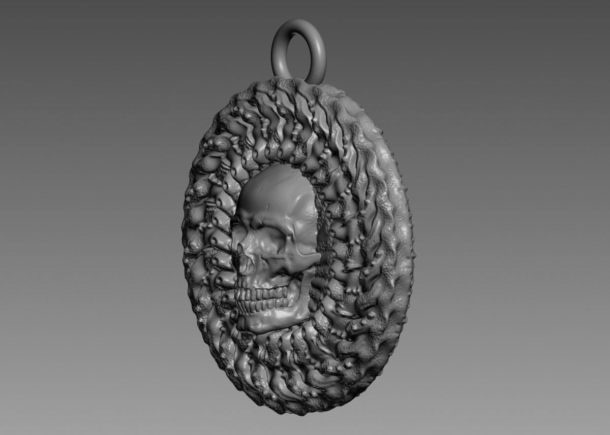 Skull Pendant 3d print model 3D print model_40