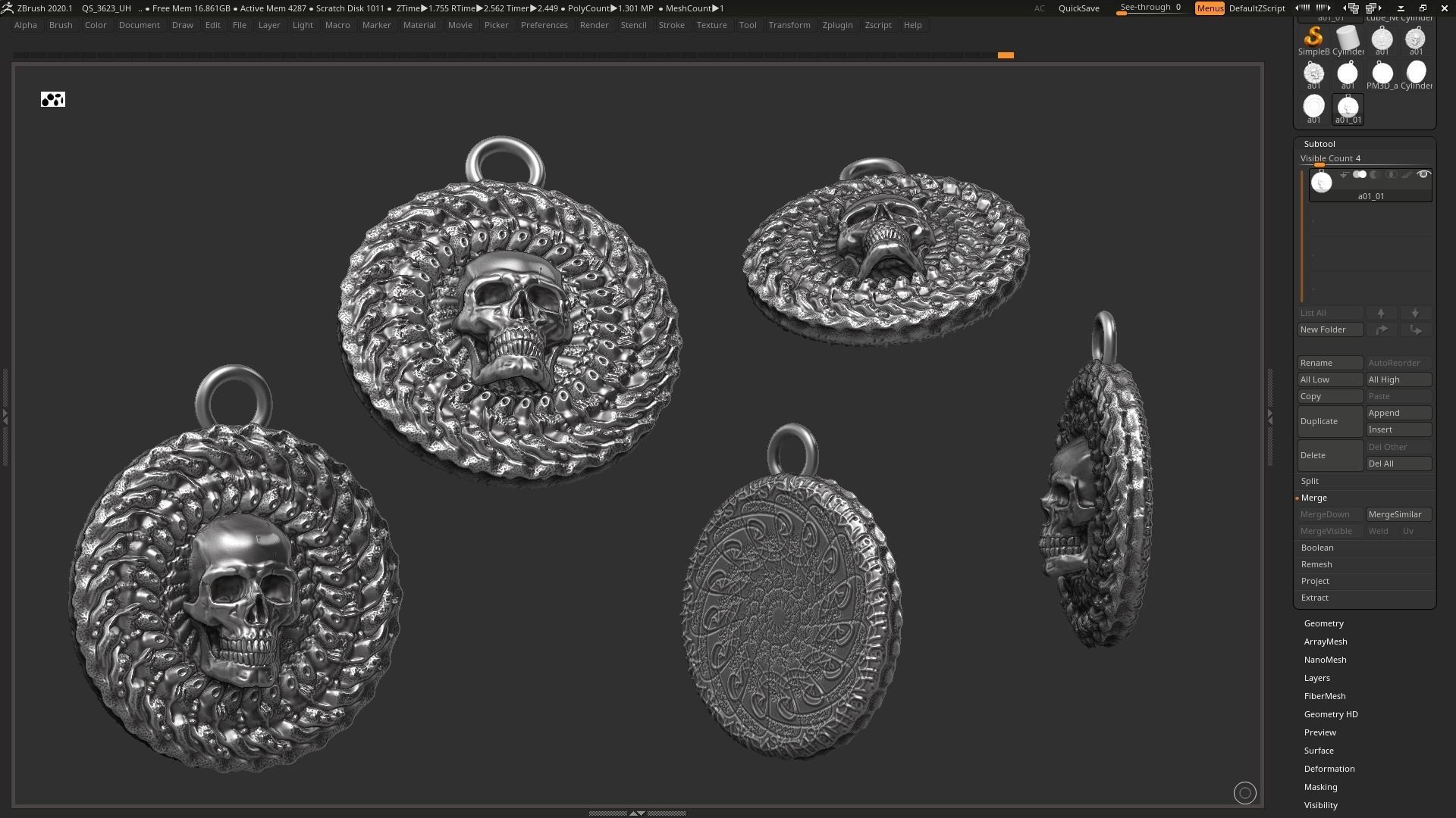 Skull Pendant 3d print model 3D print model_1