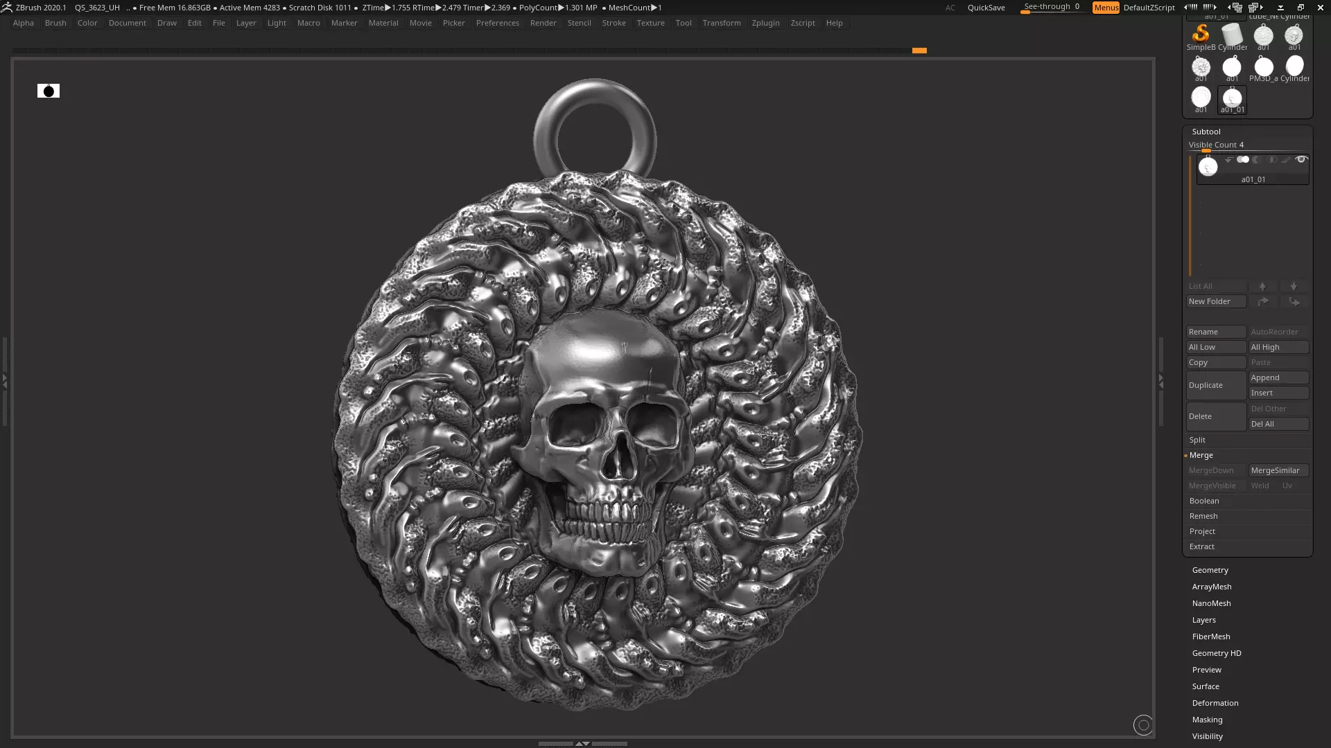 Skull Pendant 3d print model 3D print model_0