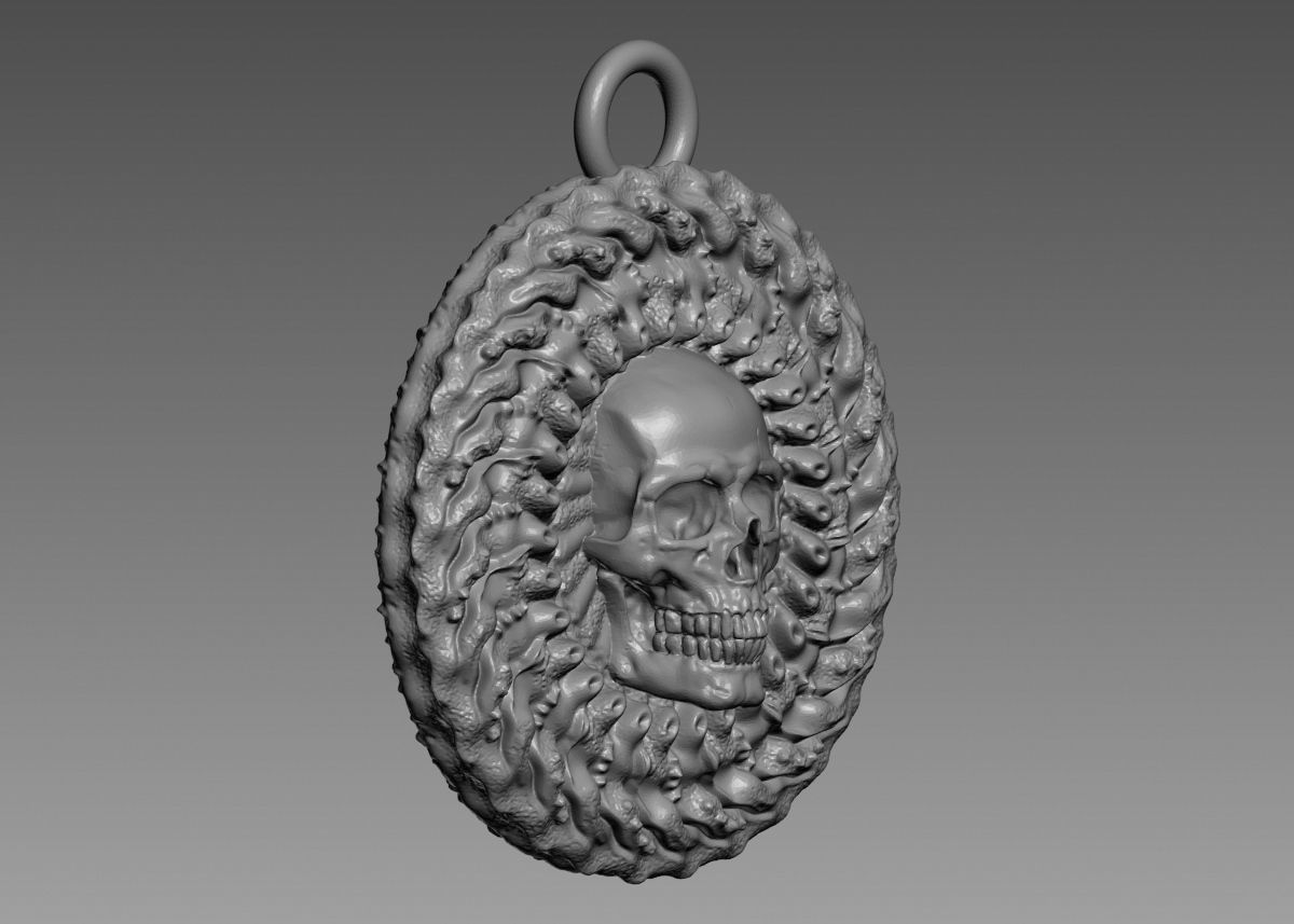 Skull Pendant 3d print model 3D print model_11