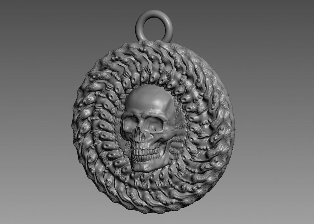 Skull Pendant 3d print model 3D print model_43