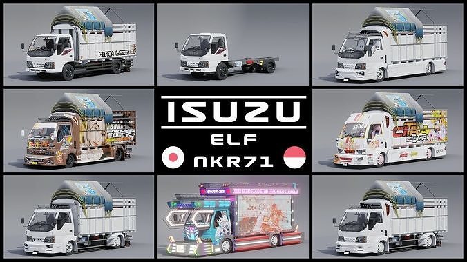 Isuzu ELF NKR71 Macan 125PS Low-poly 3D model