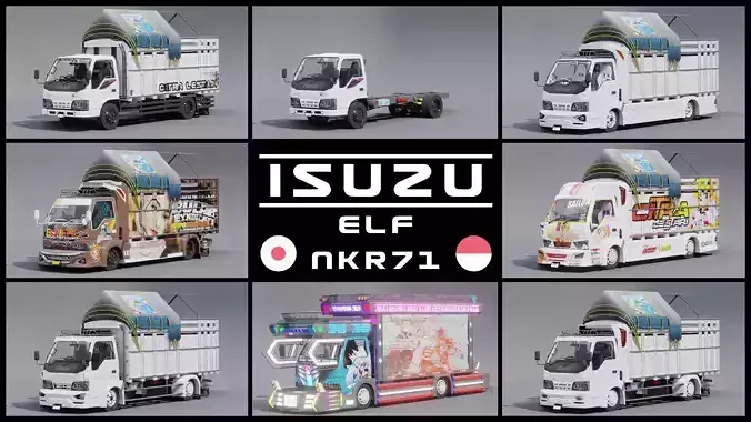Isuzu ELF NKR71 Macan 125PS Low-poly 3D model