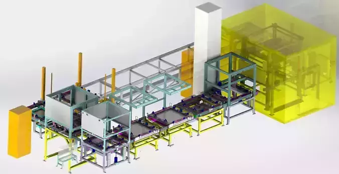 Car sunroof assembly line 3D model