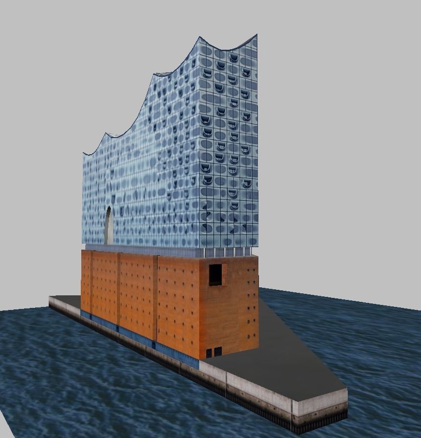 Hamburg Elbphilharmonie  theater Low-poly model  Low-poly 3D model_3