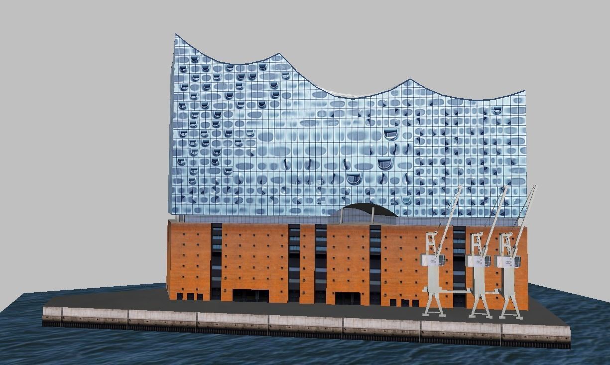 Hamburg Elbphilharmonie  theater Low-poly model  Low-poly 3D model_1