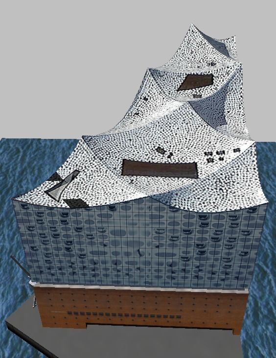 Hamburg Elbphilharmonie  theater Low-poly model  Low-poly 3D model_4