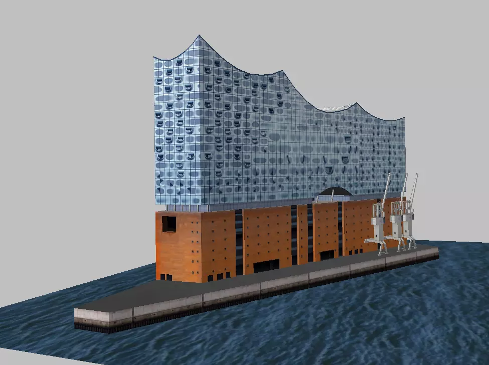 Hamburg Elbphilharmonie  theater Low-poly model  Low-poly 3D model_0