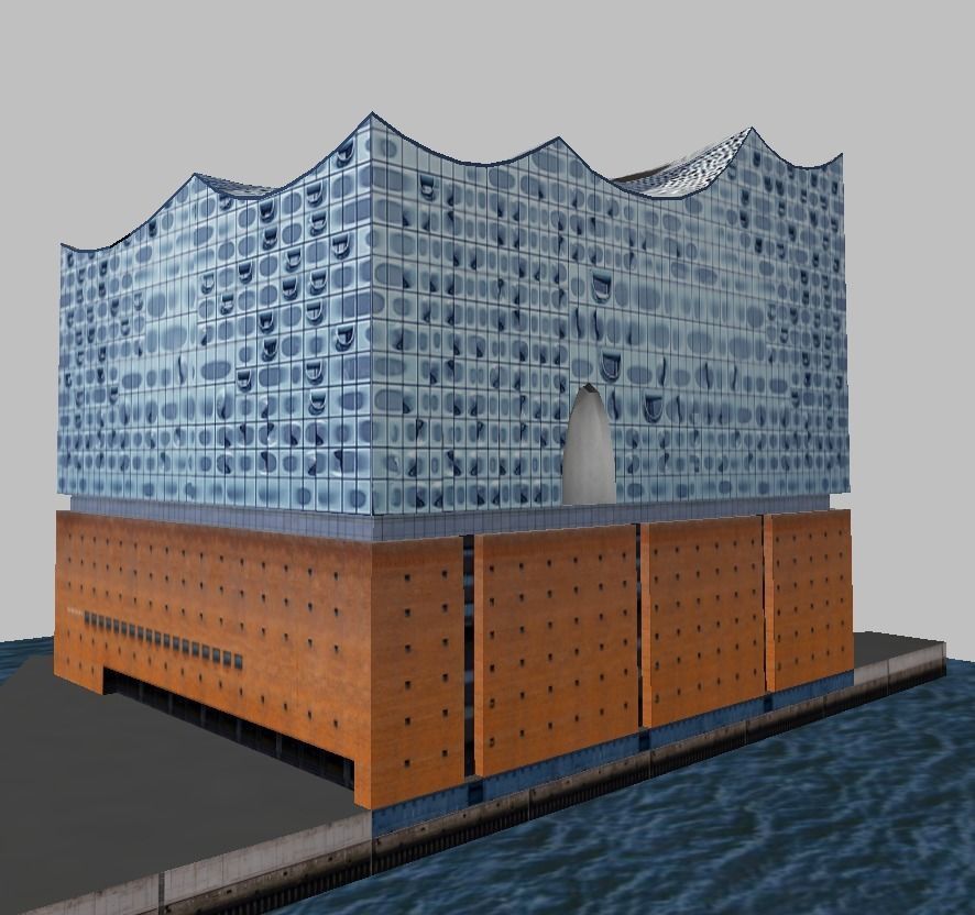 Hamburg Elbphilharmonie  theater Low-poly model  Low-poly 3D model_2