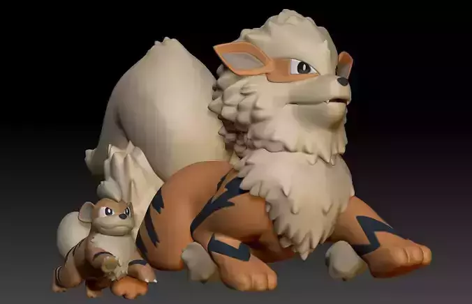 Pokemon Growlithe and Arcanine