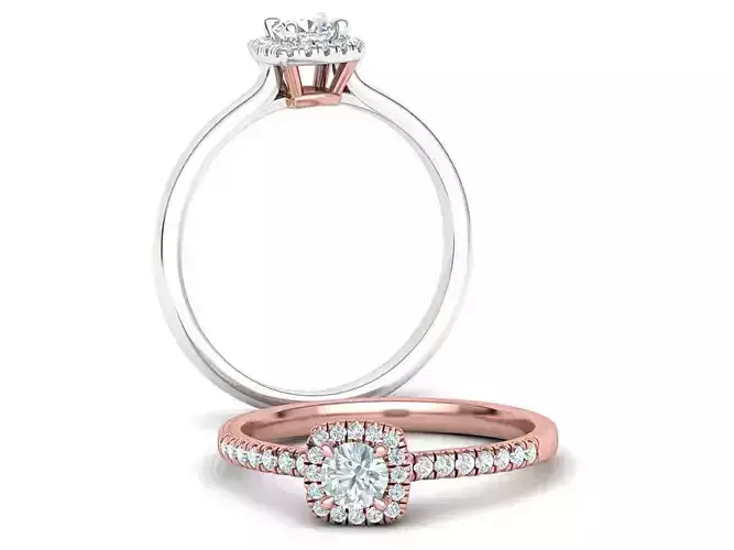 Gloria Halo Engagement ring 4mm Stone French Pave Setting  3D print model