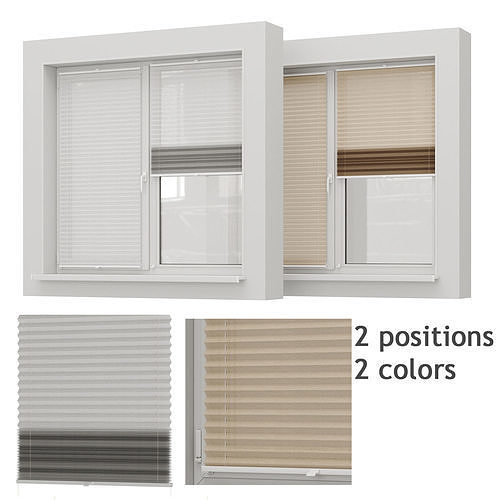 Pleated curtains and window 3D model