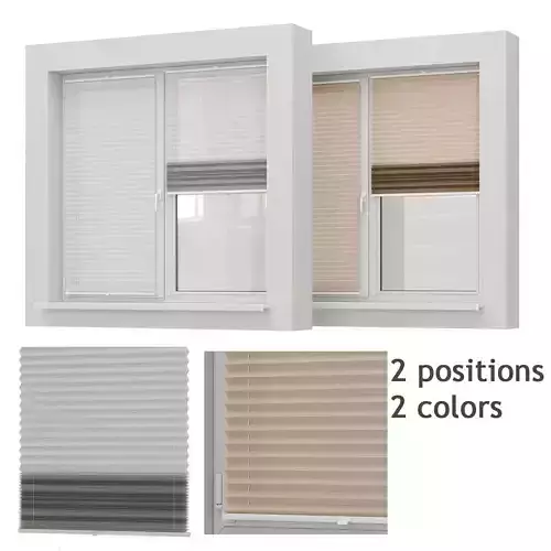 Pleated curtains and window 3D model