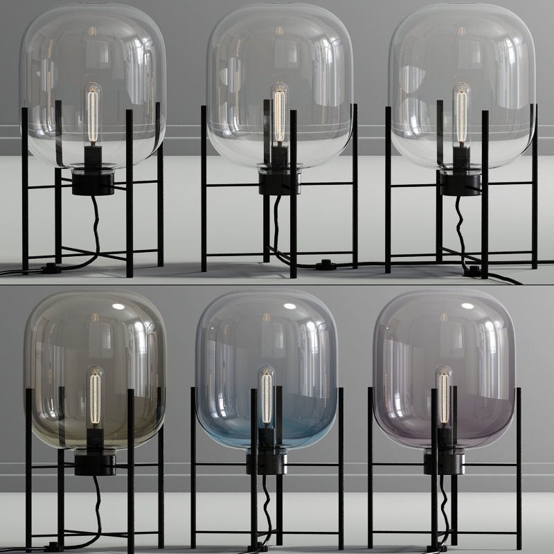Modern Table Lamp Glass Shade 3D model_1