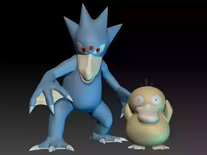 Pokemon Psyduck and Golduck 3D print model