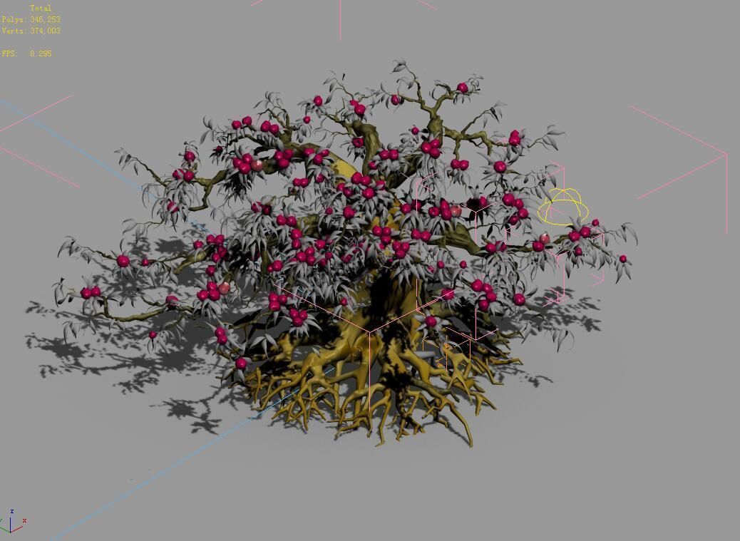 9 thousand years of flat peach tree 3D model_4