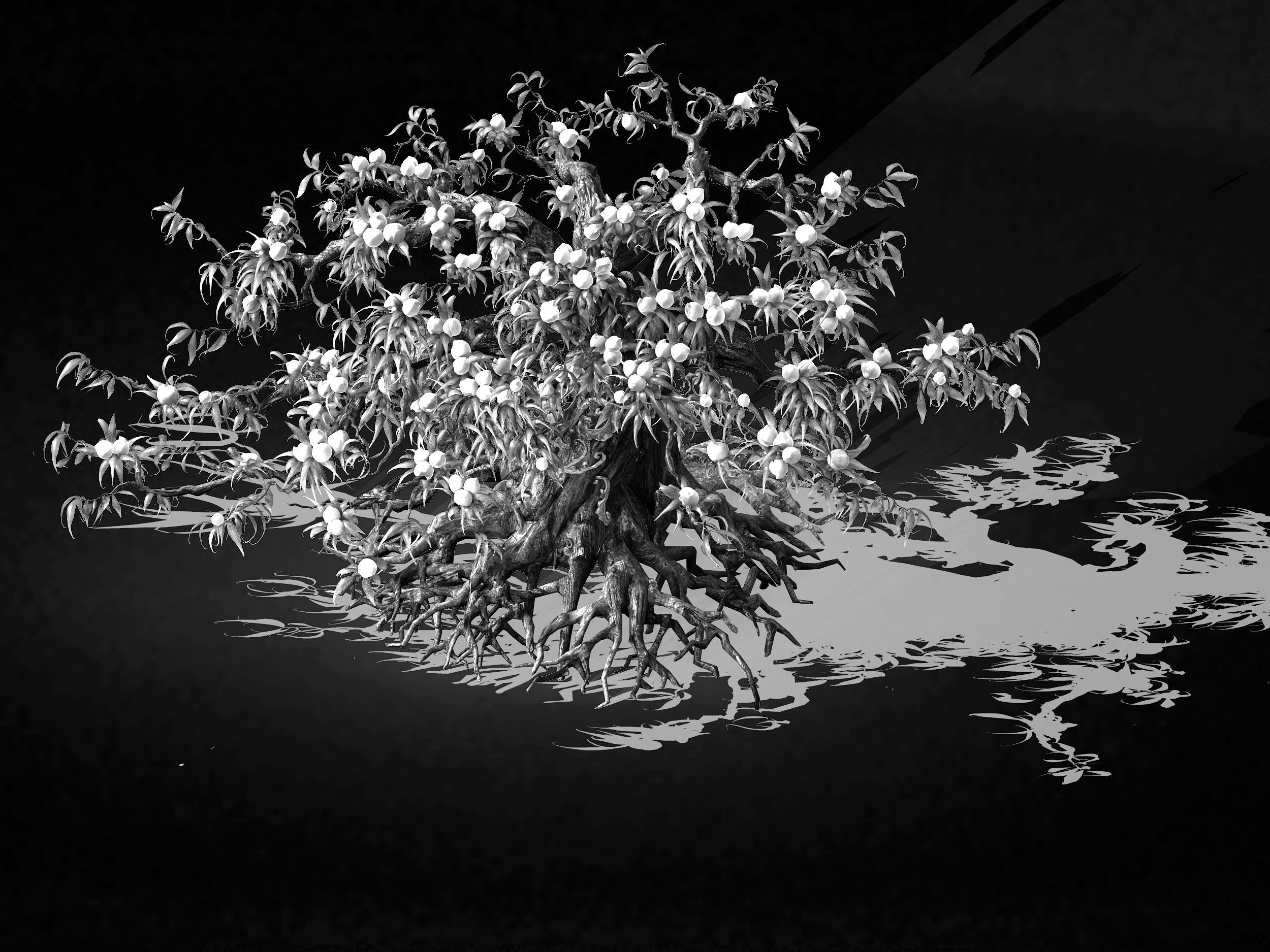 9 thousand years of flat peach tree 3D model_2