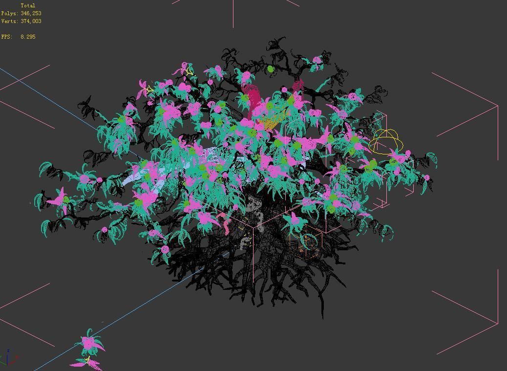 9 thousand years of flat peach tree 3D model_3