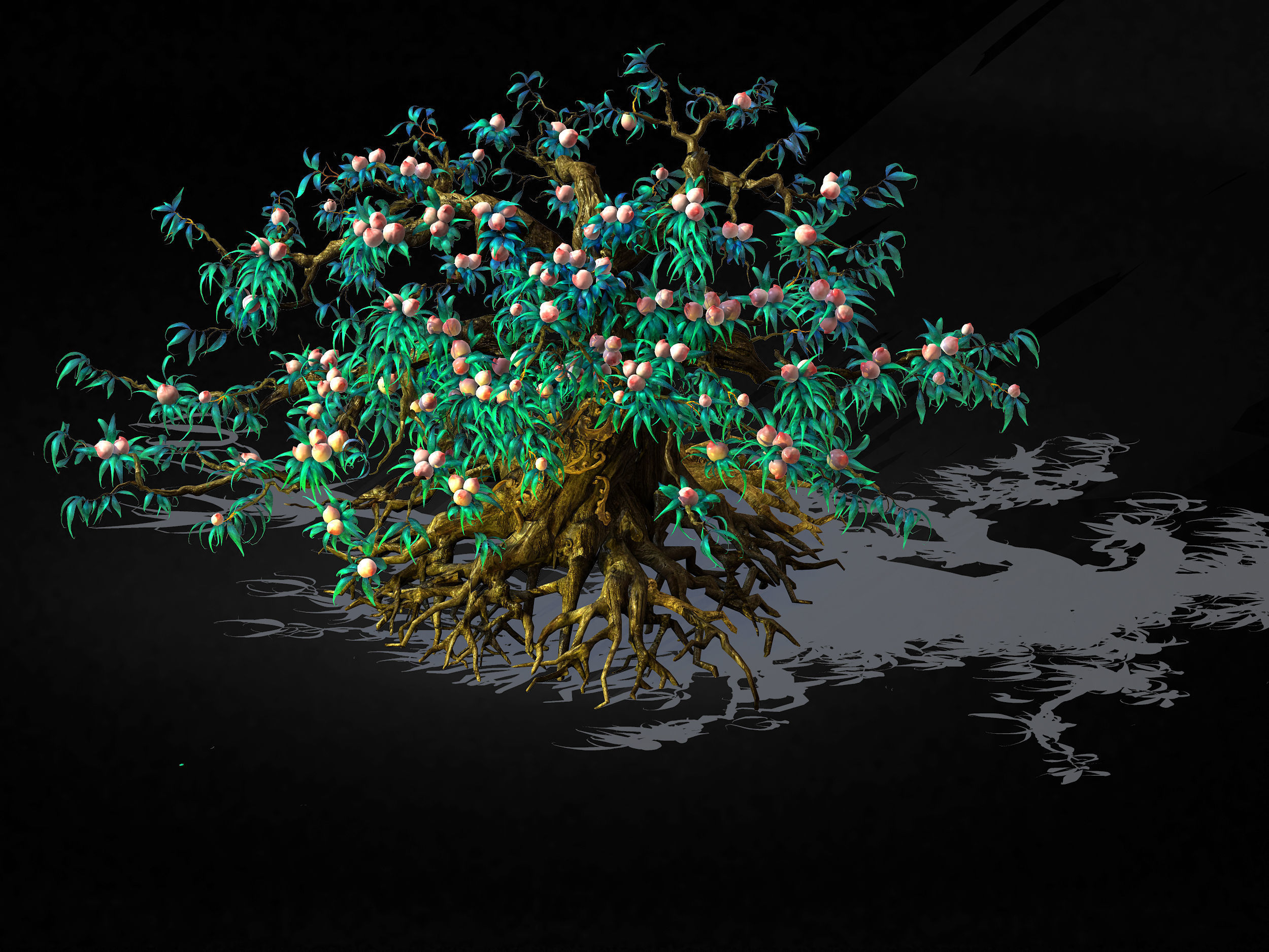 9 thousand years of flat peach tree 3D model_1