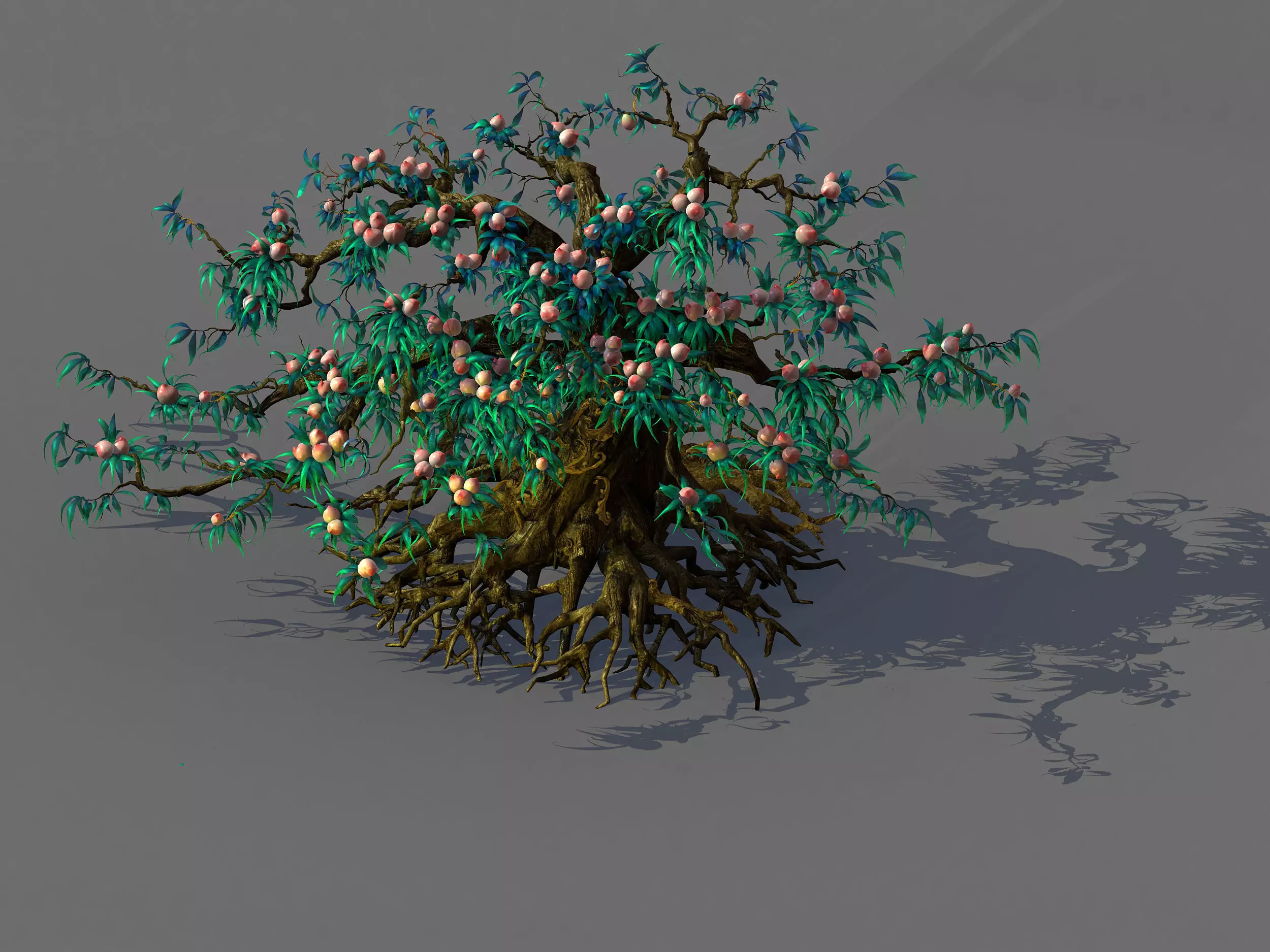 9 thousand years of flat peach tree 3D model_0