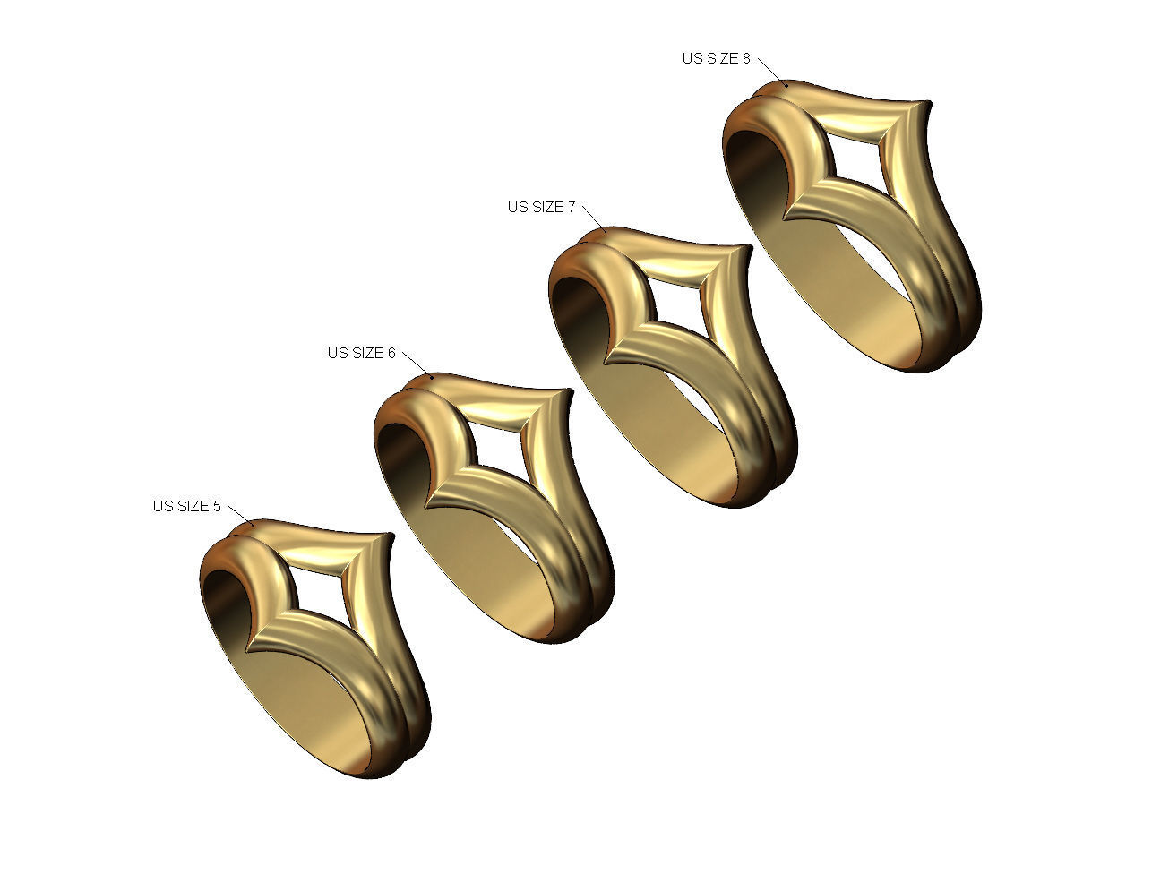 Double V crown chevron band 3D print model_3