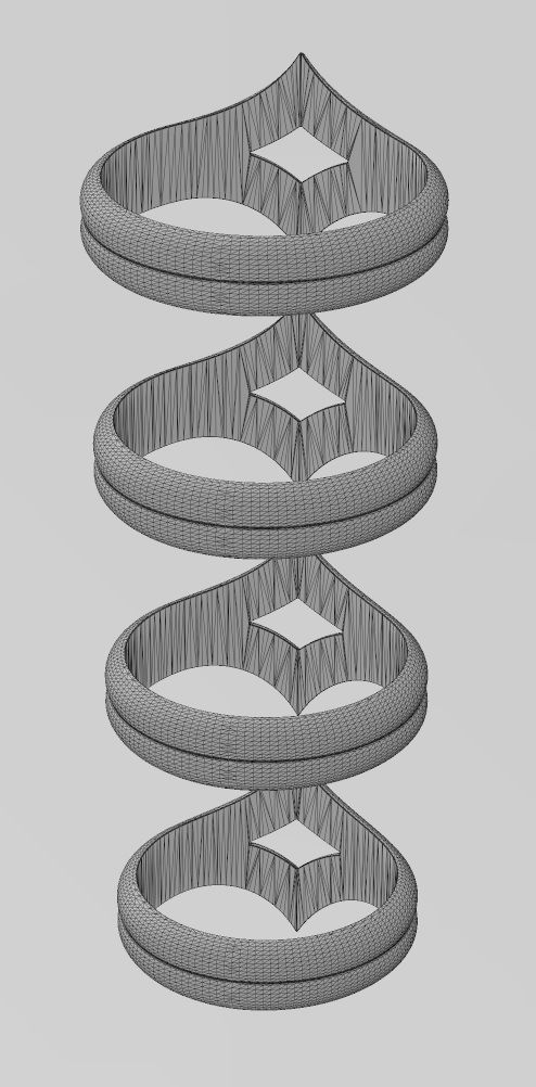 Double V crown chevron band 3D print model_10