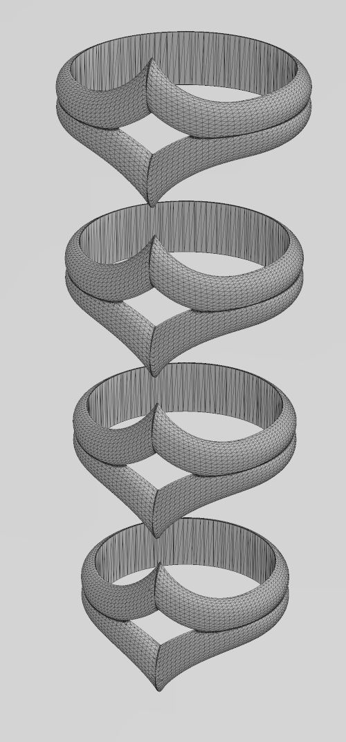 Double V crown chevron band 3D print model_11