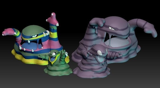 Pokemon Grimer and Muk - Alolan form included 3D print model