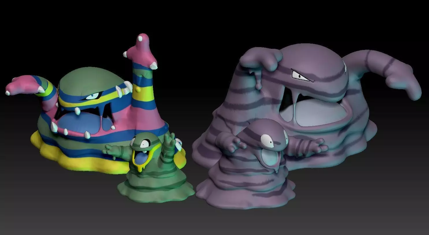 Pokemon Grimer and Muk - Alolan form included 3D print model