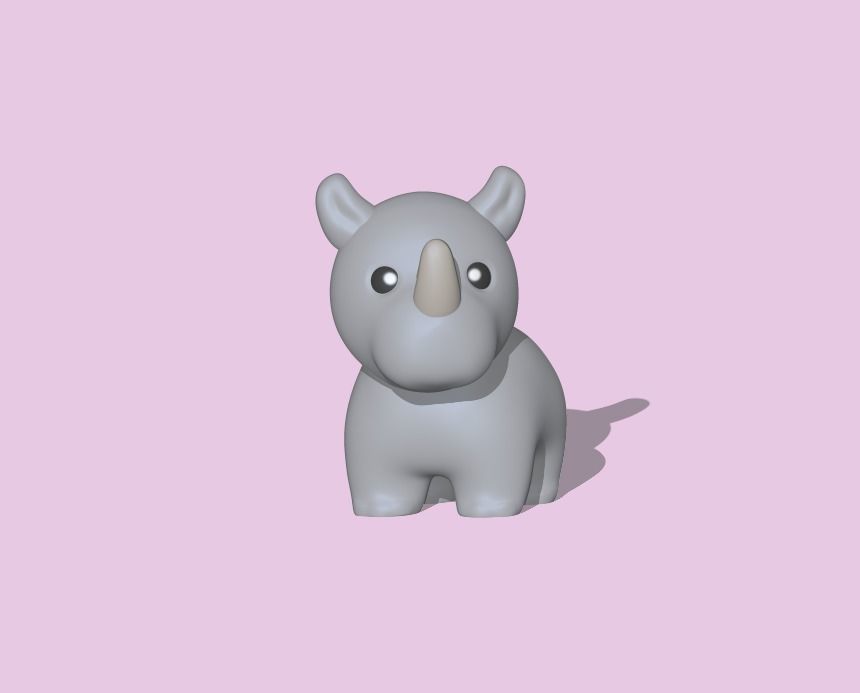 A cute Rhino for decoration and play 3D print model_1